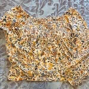 Old Navy Floral Smocked Top - Orange and Yellow